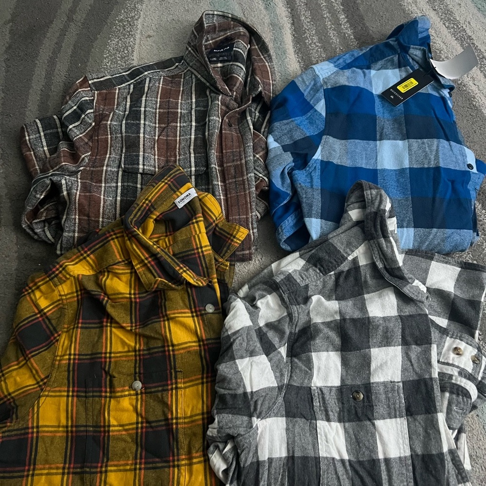 Prana Men's Casual Button Down Shirts - Blue, Yellow, Brown, Gray